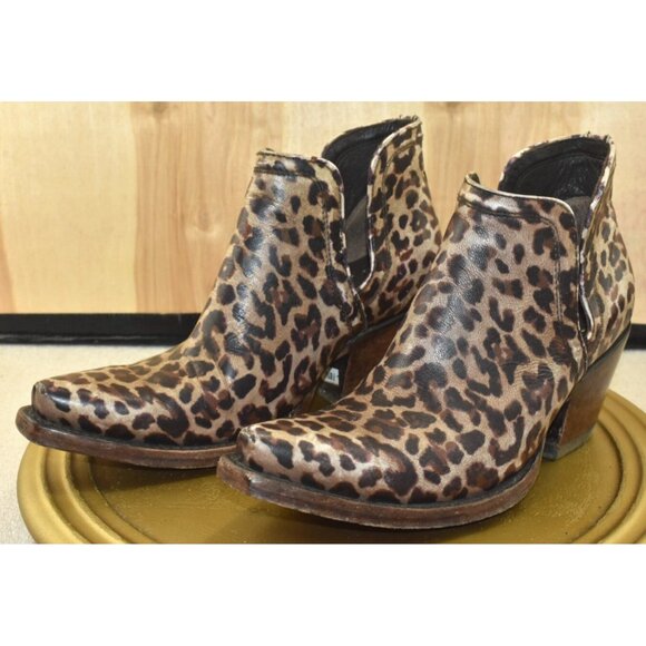 Ariat Dixon Womens Bootie Size 6.5 Distressed Brown Leopard Western Boots -Flaws - Picture 1 of 11
